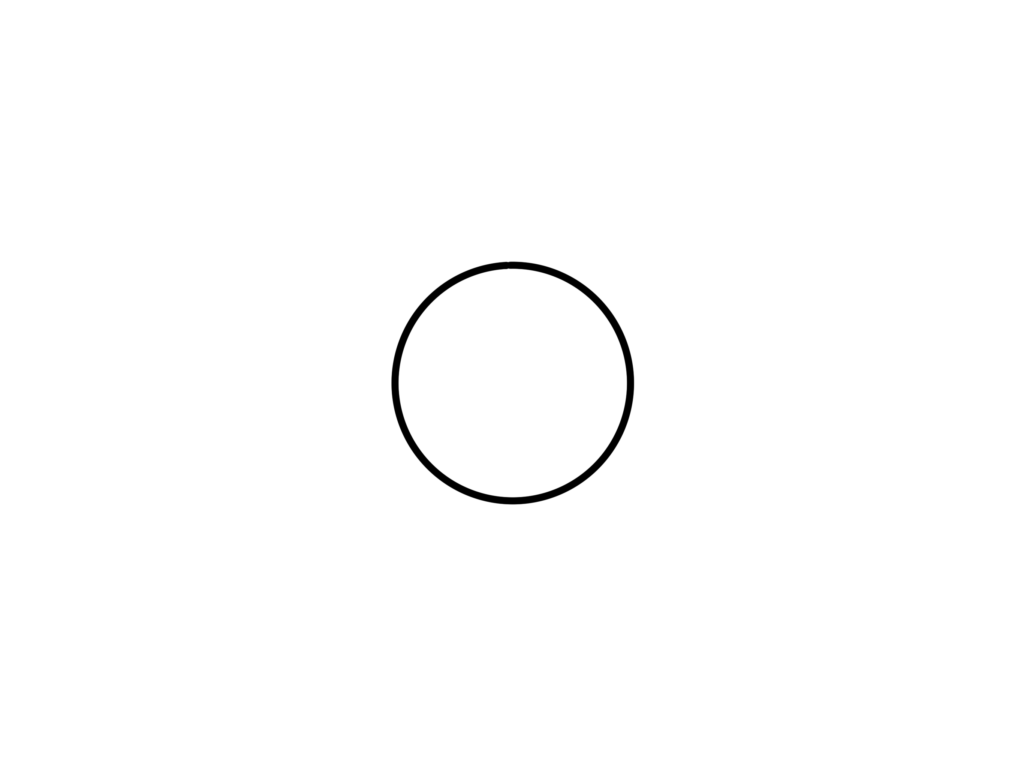 Simple black circle symbolizing unity, wholeness, and eternity in sacred geometry, representing the first stage of creation in the Seed of Life