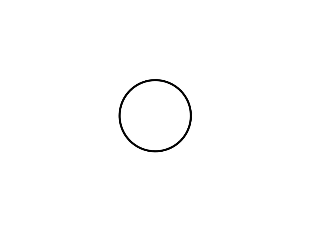 A black circle representing the first day of creation, symbolic of the first circle in the seed of life.