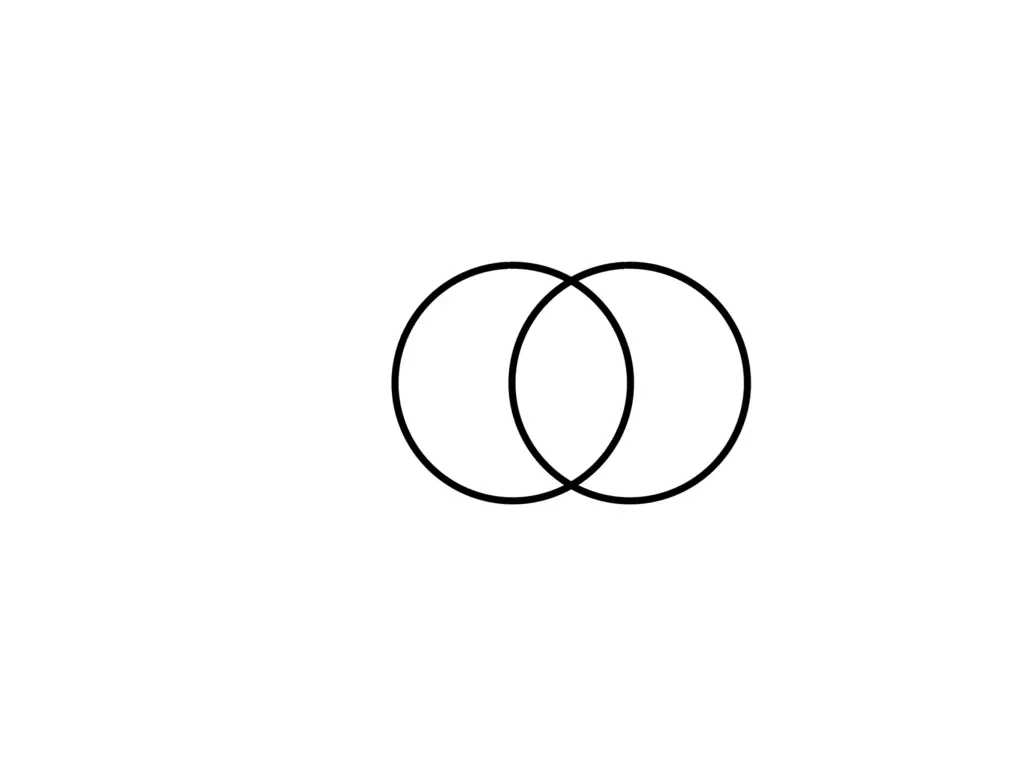 Two intersecting circles representing the Vesica Piscis, symbolic of the second day of creation in the Seed of Life geometry