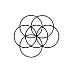 Six overlapping circles symbolizing the sixth day of creation in the Seed of Life geometry, representing completion and harmony