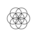 Seven overlapping circles symbolizing the seventh day of creation, completing the Seed of Life in sacred geometry, representing wholeness and unity